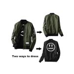Men Two Side Bomber Double Side Patchwork Zipper-Green - Image 3