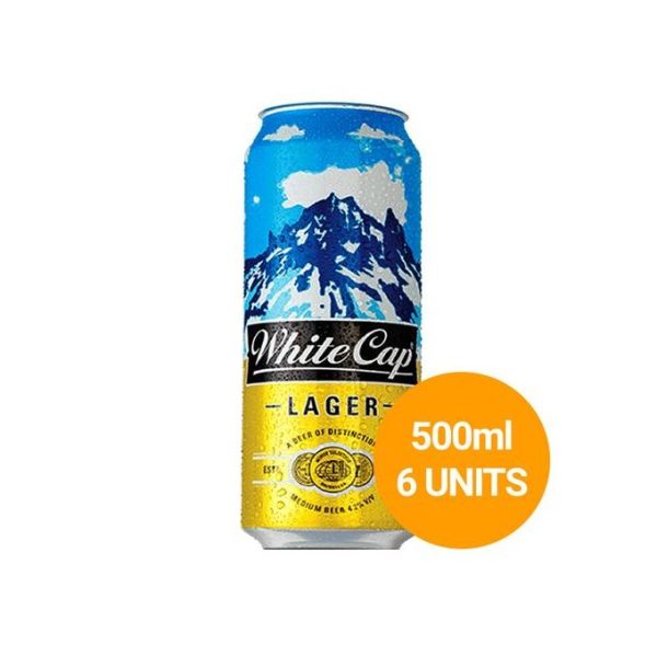 White cap Lager Cans 500ml - 6 Pack - Image 3