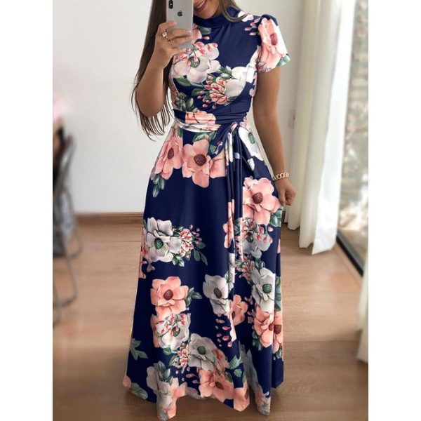 EkoShay Ladies Office Clothing Long Dresses Turkey Floral Sleeve