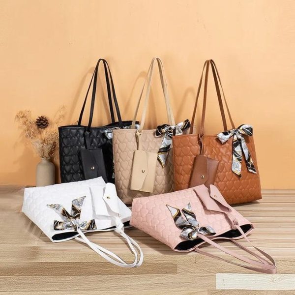 Beige Underarm Handbag Stylish Commuter Bag Shoulder Bag Silk Scarf Bag Women's Bag Tote Bag For Women A Gift - Image 3