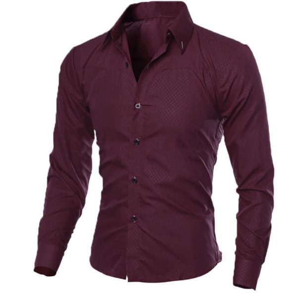 MAROON Formal Official Long Sleeved Shirt-Slim Fit