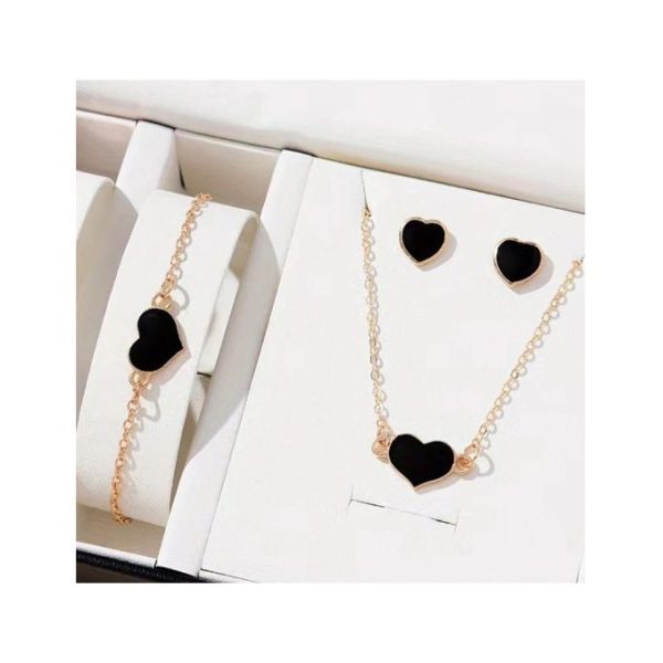 Fashion 4PCS/Set Heart Pendant Jewelry Set Trendy Chain Necklace Bracelet Earrings Set