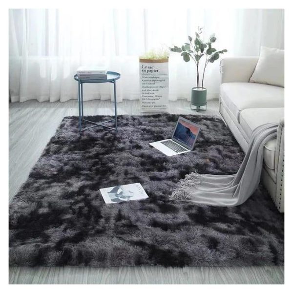 5 By 8 Soft Fluffy Grey Patches Carpets Non-slip Rugs Floor Mat