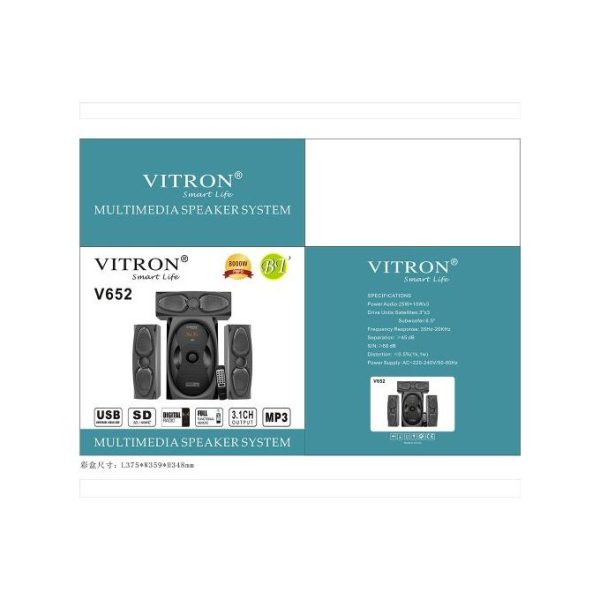 Vitron V652 3.1Ch Bluetooth Speaker System - Black - Image 2