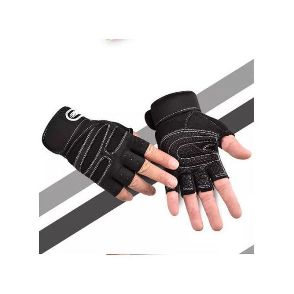 Adjustable Sports Gym GLOVE RIDING POWERLIFTING Cycling Half Finger LARGE BLACK new - Image 2