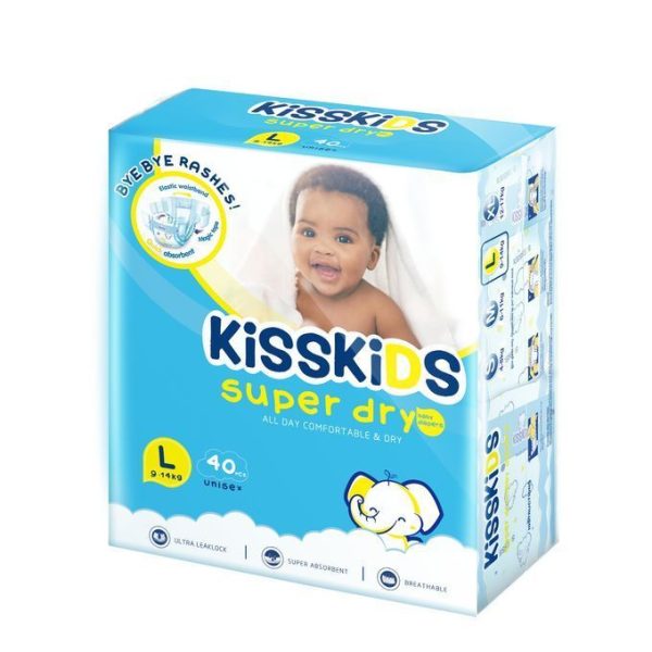 KISSKIDS Super Dry Baby Diapers Size 4 (9-15 Kg) 40 Pcs