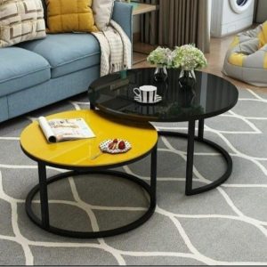 Combo Glass top Nesting Marble effect Table Set