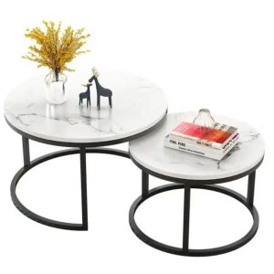 Wood & More WOODEN Nesting Tables With Marble Effect